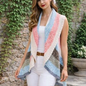 CABI Multicolor Cocoon Wrap Sweater Vest, S